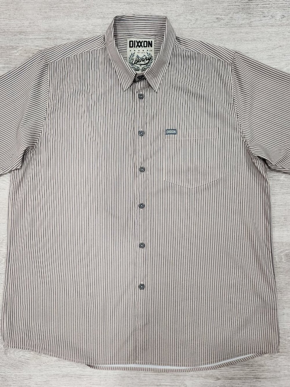 Dixxon Flannel Shirt The Benny Triple Stripe Men's 2X Beige Button Up Pockets